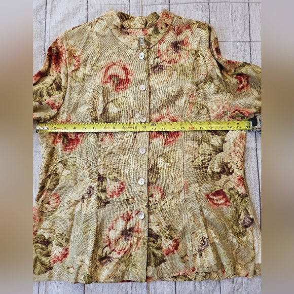 Coldwater Creek Women's XL Vintage USA Floral Tapestry Linen Rayon Buttons - Picture 9 of 10
